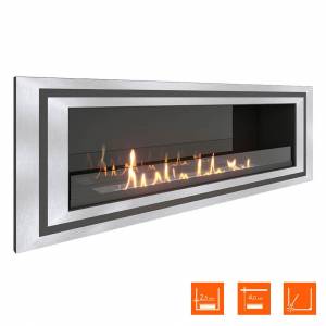 Биокамин встраиваемый SteelHeat LONG-D 1200 Small (Стекло + Стемалит)