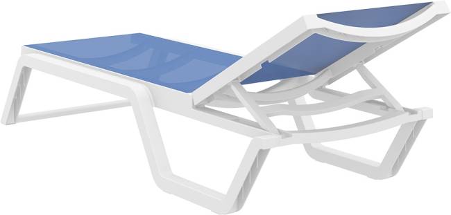 Шезлонг-лежак пластиковый Rio белый, синий 1870х690х330 мм