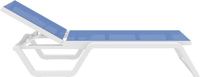 Шезлонг-лежак пластиковый Rio белый, синий 1870х690х330 мм