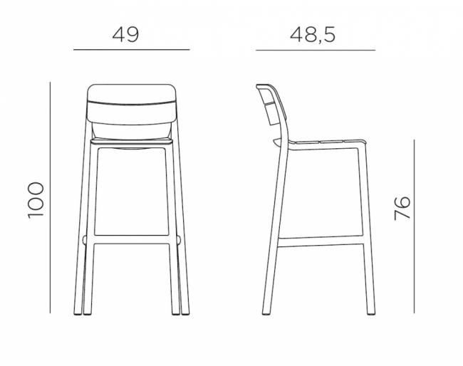 Стул пластиковый барный Cassia Stool бежевый 490х485х1000 мм
