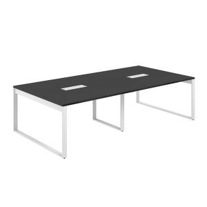 AG.2-2814.AN.72.WH.AN / Стол для переговоров 2800х1438х750 / профиль О-образный: 70х20 белый; лючок: серебро; столешница: антрацит вставка антрацит