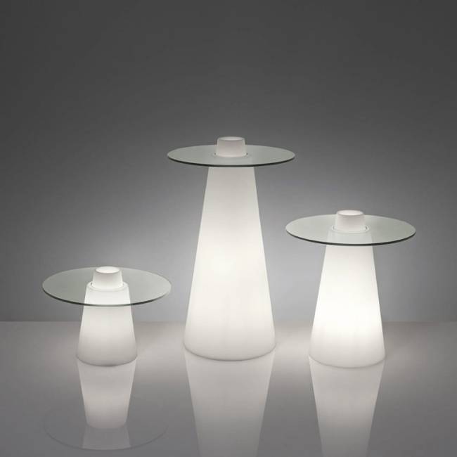 Стол пластиковый барный светящийся Peak Lighting белый Ø800х1200 мм