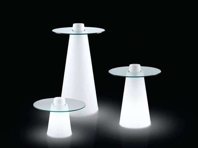 Стол пластиковый барный светящийся Peak Lighting белый Ø800х1200 мм