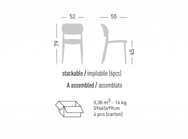 Стул пластиковый Nuta 520х550х790 мм