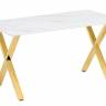Керамический стол Селена 3 140х80х77 белый мрамор / золото