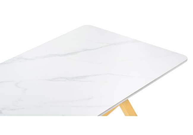 Керамический стол Селена 3 140х80х77 белый мрамор / золото