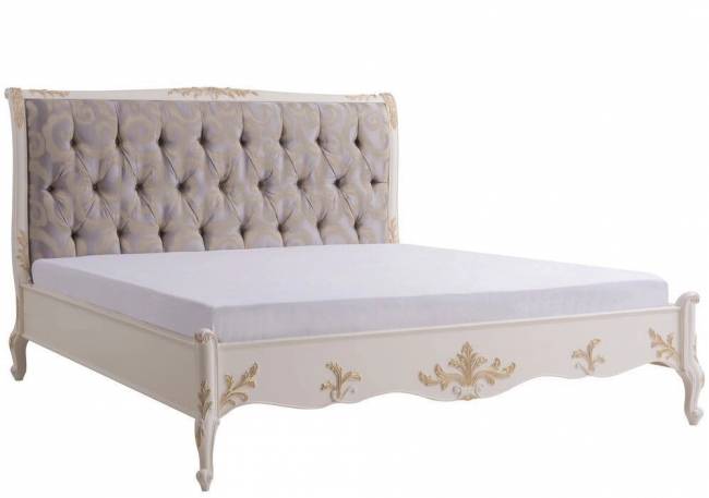 Кровать Shantal, MK-5010-WG, двуспальная, (цвет патины: золото), 180х200 см, Белый с золотом