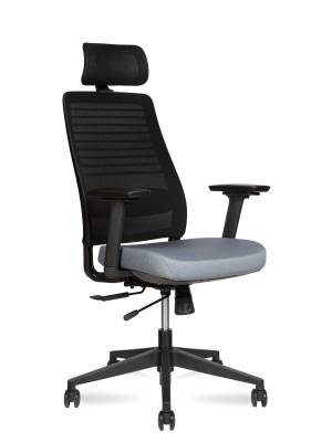 Кресло офисное / Кейс / Case / черный пластик / серая ткань / черная сетка