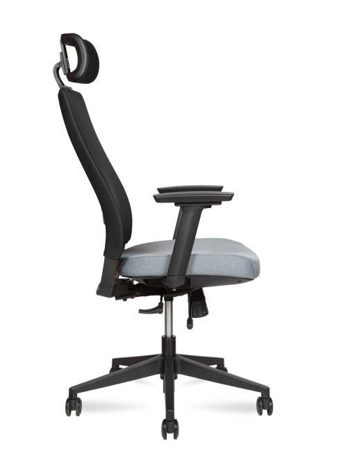 Кресло офисное / Кейс / Case / черный пластик / серая ткань / черная сетка