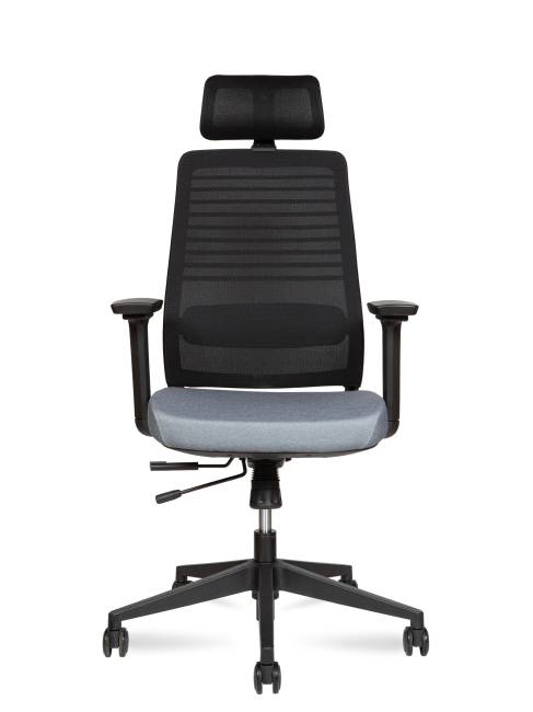 Кресло офисное / Кейс / Case / черный пластик / серая ткань / черная сетка