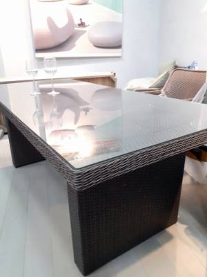 Стол плетеный обеденный Barcelona светло-коричневый 2000х900х720 мм