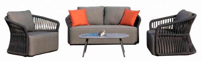 Комплект плетеной лаунж мебели Method антрацит 3510х1925х740 мм Комплект плетеной лаунж мебели Method антрацит 3510х1925х740 мм