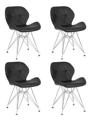 Набор 4 шт Стул обеденный DOBRIN BUTTERFLY CHROME, ножки хром, цвет чёрный