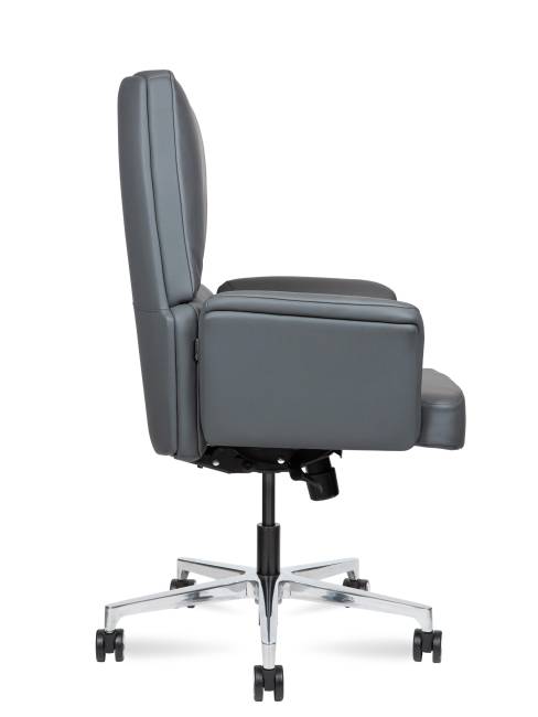 Кресло офисное / Бонно LB / Bonno LB / серая кожа / алюминиевая база