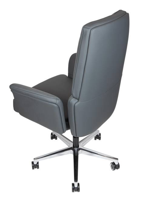 Кресло офисное / Бонно LB / Bonno LB / серая кожа / алюминиевая база