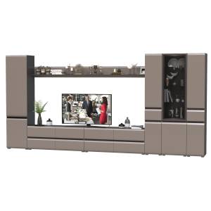 Сидней стенка модульная № 113 цвет антрацит/МДФ веллюто капучино