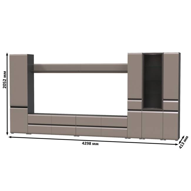 Сидней стенка модульная № 113 цвет антрацит/МДФ веллюто капучино