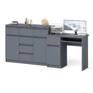 Комод-тумба Мори 1200.4 и левый компьютерный стол МС-1 цвет графит