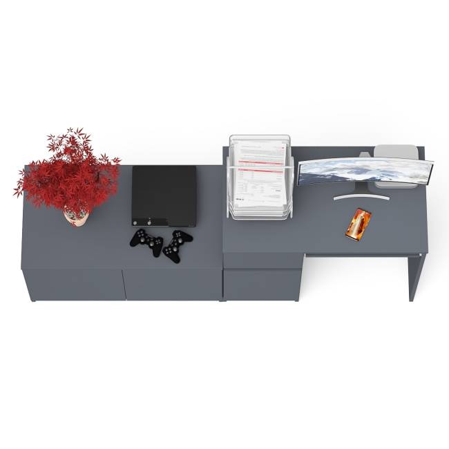 Компьютерный стол ящик и дверка Мори МС-1 левый с широкой тумбой 900 цвет графит