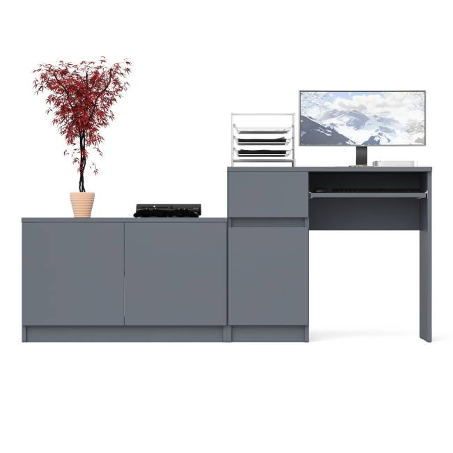 Компьютерный стол ящик и дверка Мори МС-1 левый с широкой тумбой 900 цвет графит