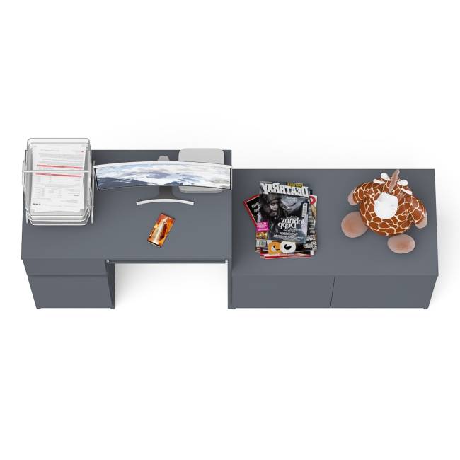 Компьютерный стол ящик и дверка Мори МС-1 левый с широкой тумбой 900 цвет графит