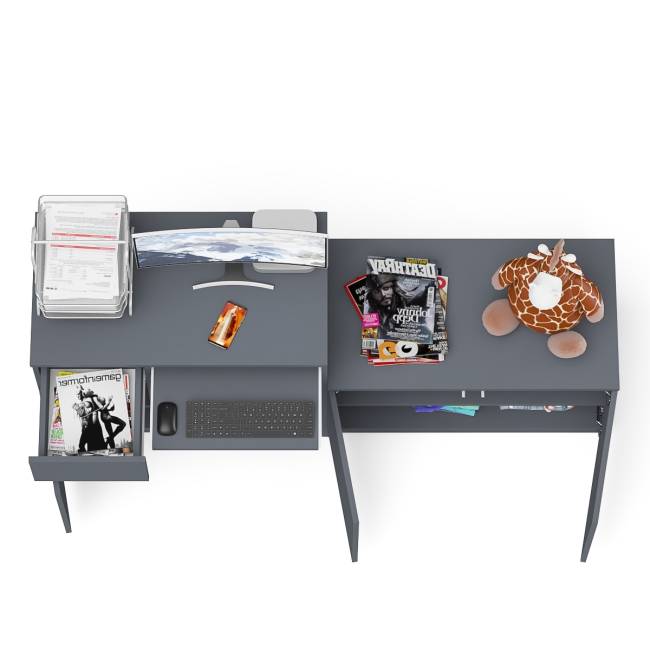 Компьютерный стол ящик и дверка Мори МС-1 левый с широкой тумбой 900 цвет графит