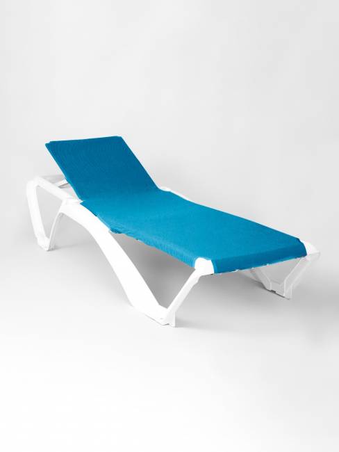 Шезлонг пластиковый Майями, белый/синий