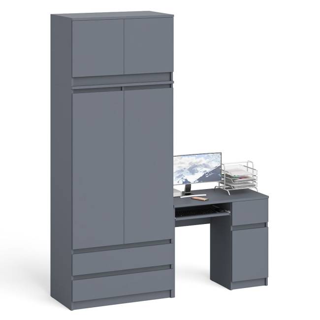 Стол компьютерный МС-1 правый со шкафом на 900 с антресолью Мори цвет графит