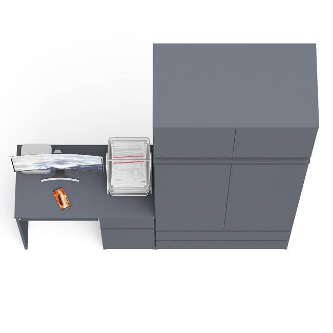 Стол компьютерный МС-1 правый со шкафом на 900 с антресолью Мори цвет графит