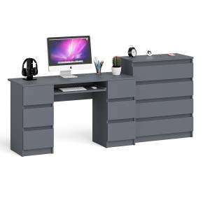 Комод 800 4-ре ящика Мори и двухтумбовый компьютерный стол МС-2 цвет графит
