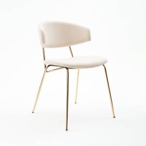 Дизайнерский стул FIT бежевый, основание золото