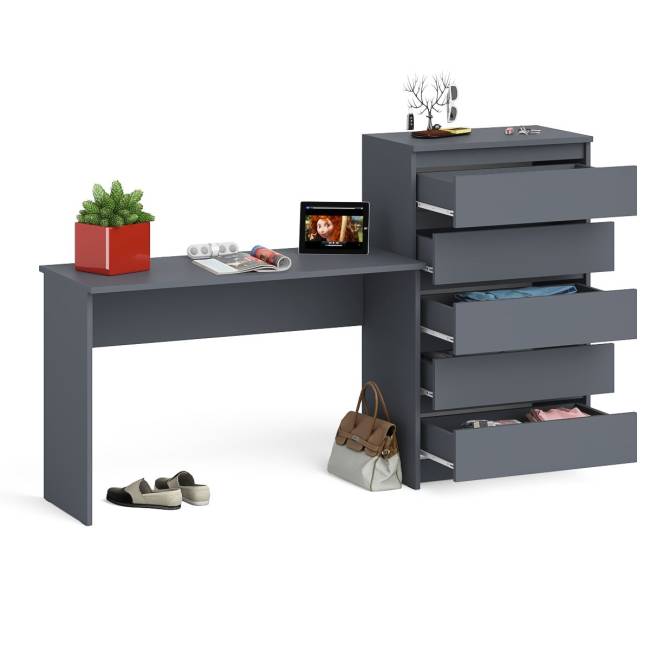 Стол письменный 1200 с комодом 700 5 ящиков Мори цвет графит