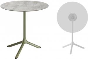 Стол ламинированный обеденный складной Tripe Folding оливковый, каменный Ø700х740 мм