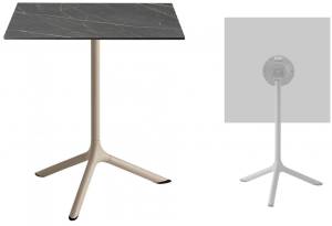 Стол ламинированный обеденный складной Tripe Folding тортора, черный мрамор Сахара 600х600х740 мм