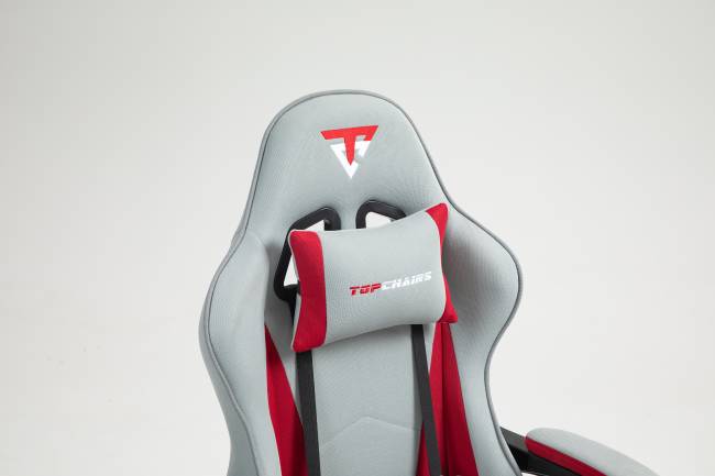 Кресло спортивное TopChairs Phantom ткань серо-красный