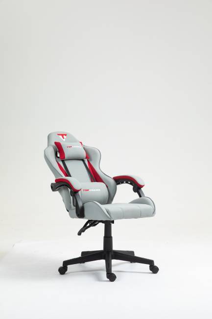 Кресло спортивное TopChairs Phantom ткань серо-красный