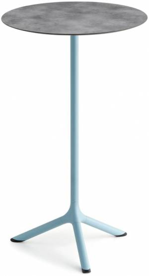 Стол ламинированный барный Tripe голубой, цементный Ø600х1100 мм