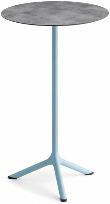 Стол ламинированный барный Tripe голубой, цементный Ø600х1100 мм