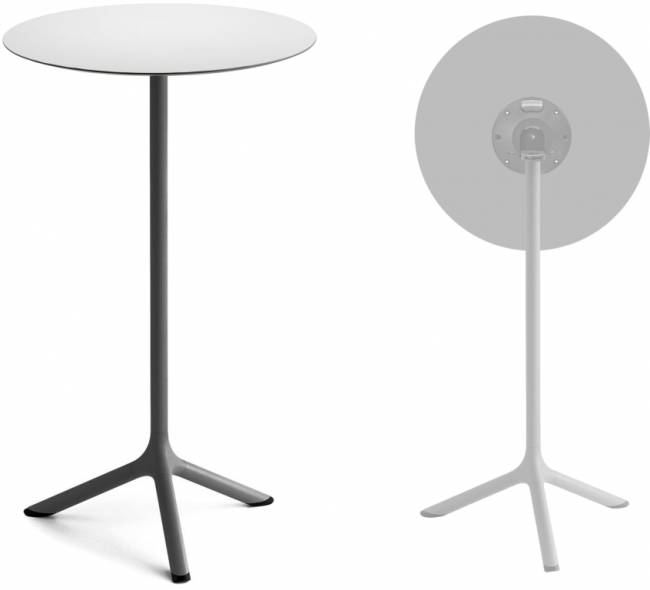 Стол ламинированный барный складной Tripe Folding антрацит, белый Ø600х1100 мм