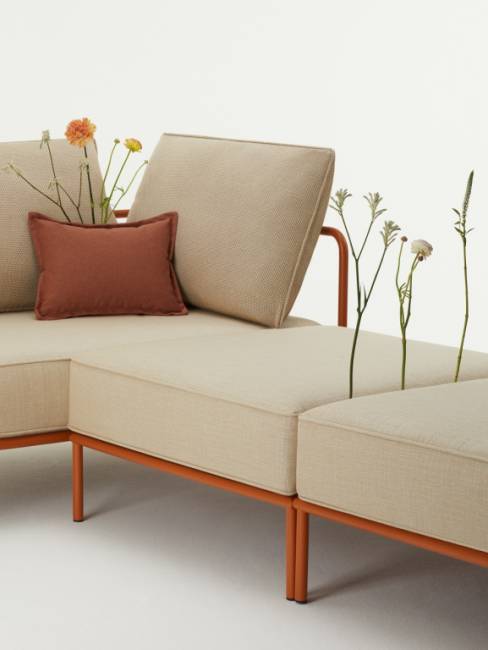 Пуф с подушкой Flap терракотовый, кремовый 840х840х410 мм