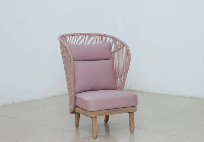 Лаунж-кресло плетеное с высокой спинкой Mali натуральный, бордовый 791х775х1170 мм