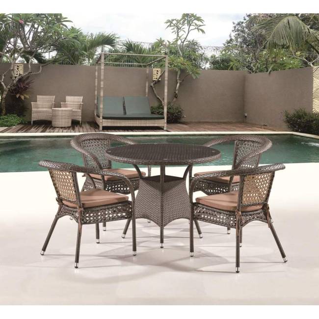 Комплект плетеной мебели Лион-1A T220CT/Y32-W53 Brown (4+1)