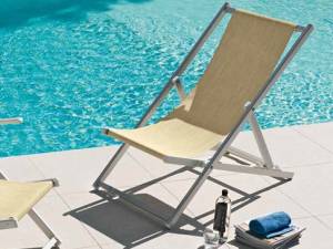 Кресло-шезлонг текстиленовое складное Sdraio серебристый 590х1050х1090 мм