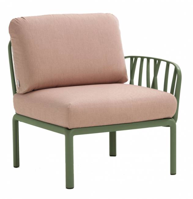 Модуль правый/левый пластиковый с подушками Komodo Elemento Terminale DS/SX агава, розовый 745х780х900 мм