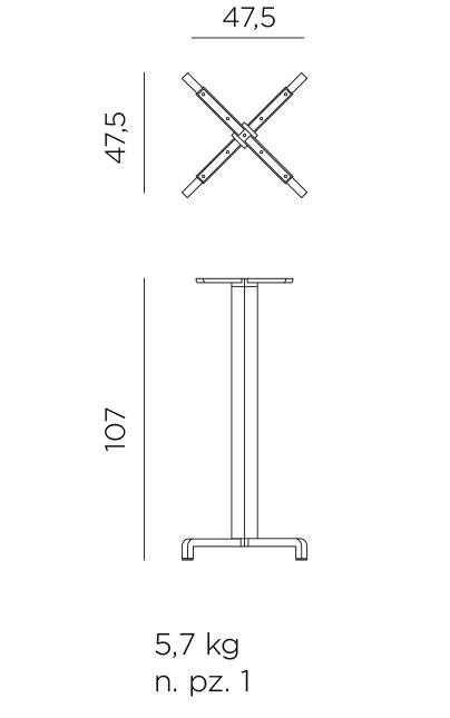 Подстолье металлическое барное Fiore High табак 475х475х1070 мм