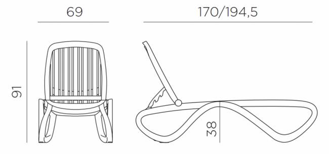 Шезлонг-лежак пластиковый Tropico белый 1700-1945х690х910 мм