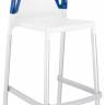 Стул пластиковый барный Ego-Rock Bar сатинированный алюминий, белый, синий 480х540х1130 мм