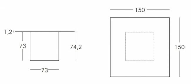 Стол пластиковый светящийся Square Lighting белый 1500х1500х740 мм