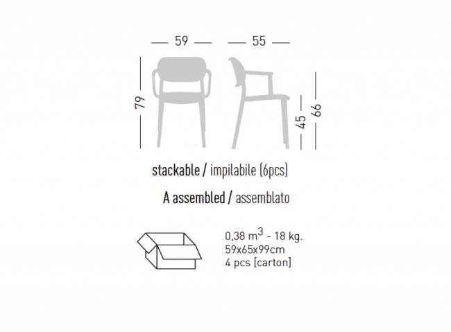 Стул пластиковый Nuta B 590х550х790 мм