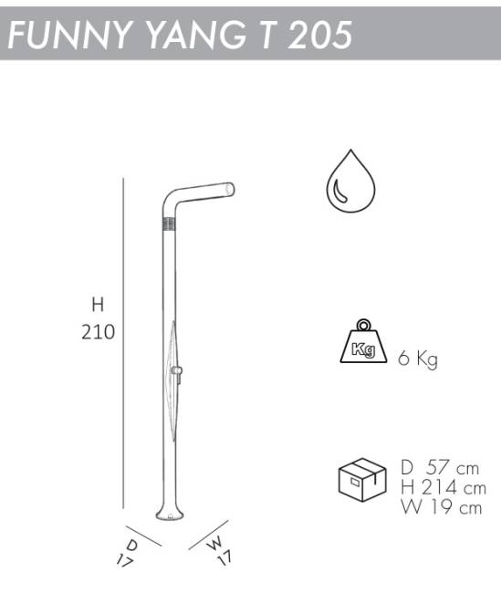 Душ уличный Funny Yang T 205 170х170х2100 мм Душ уличный Funny Yang T 205 170х170х2100 мм